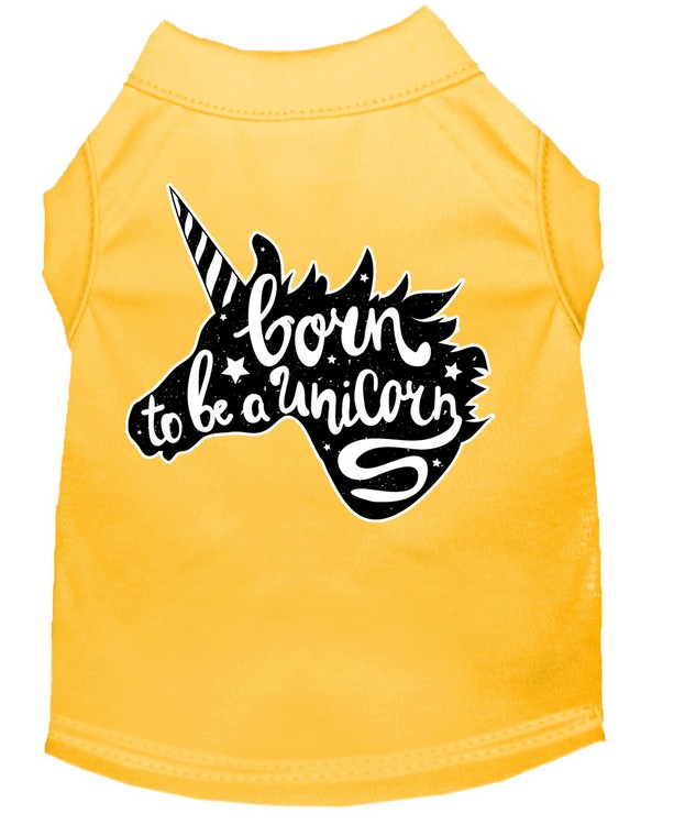 Born to be a Unicorn Screen Print Dog Shirt Yellow XXXL